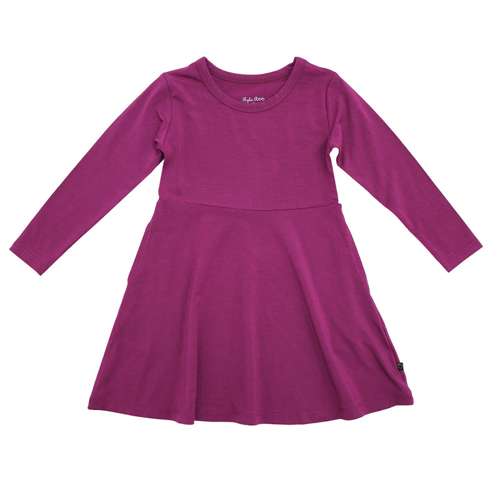 Plum Long Sleeve Swing Dress