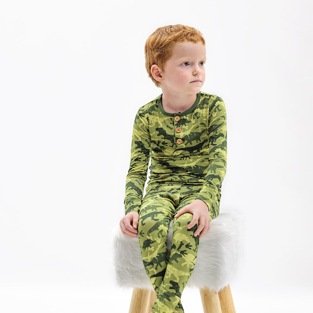 Dylan's Dinosaurs Long Sleeve Henley Pajama Set