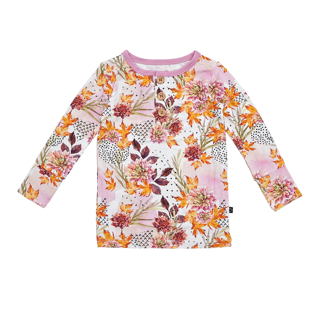 Farrah's Fall Floral Long Sleeve Henley Pajama Set