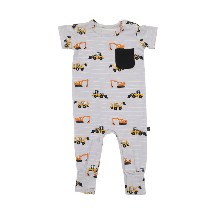 Tristan's Tractors Short Sleeve Pocket Romper